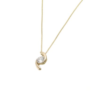 9ct Gold Cubic Zirconia Swirl Pendant