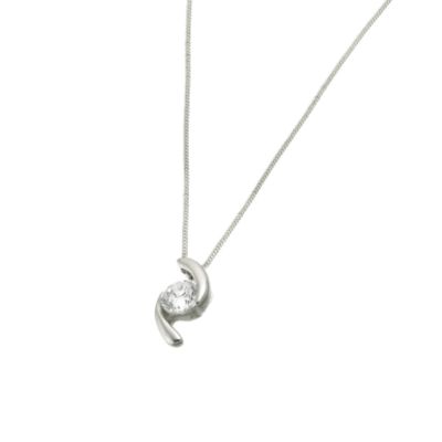 9ct White Gold Cubic Zirconia Swirl Pendant - Product number 6468470