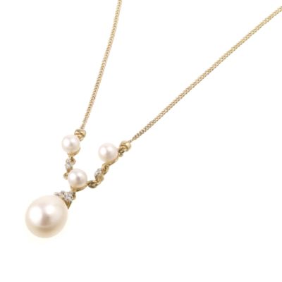 9ct gold Freshwater Pearl and Cubic Zirconia Necklace