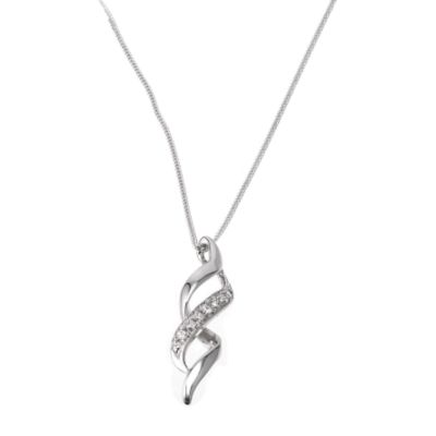 H Samuel 9ct White Gold Cubic Zirconia Pendant with Free