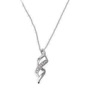 9ct White Gold Cubic Zirconia Pendant with Free