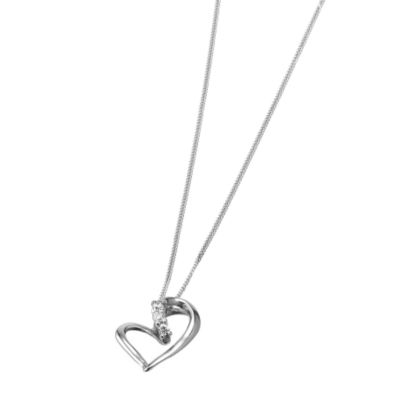 9ct White Gold Cubic Zirconia Set Heart Pendant - Product number ...