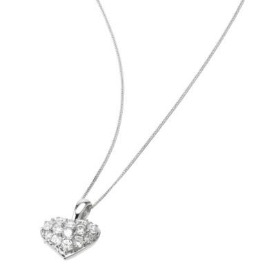 9ct White Gold Cubic Zirconia Pave Heart Pendant - Product number 6468659