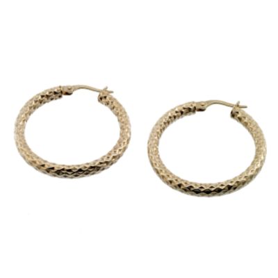 9ct gold Fancy Round 25mm Creole Earrings
