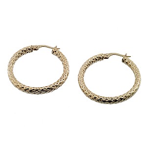 9ct gold Fancy Round 25mm Creole Earrings