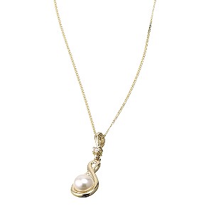 9ct gold Freshwater Pearl Cubic Zirconia Pendant