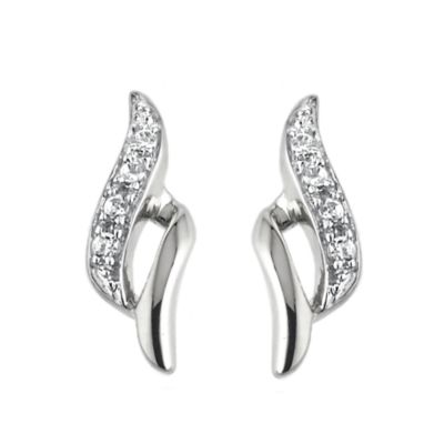 9ct White Gold Cubic Zirconia Earrings with Free