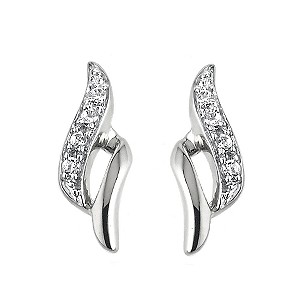 9ct White Gold Cubic Zirconia Earrings with Free