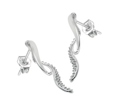 9ct White Gold Cubic Zircona Long Stud Earrings - Product number 6469078