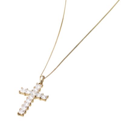 9ct Gold Cubic Zirconia Set Cross Pendant - Product number 6469094