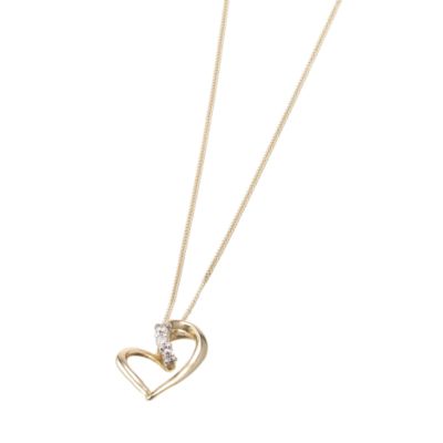 9ct Gold Cubic Zirconia Heart Pendant