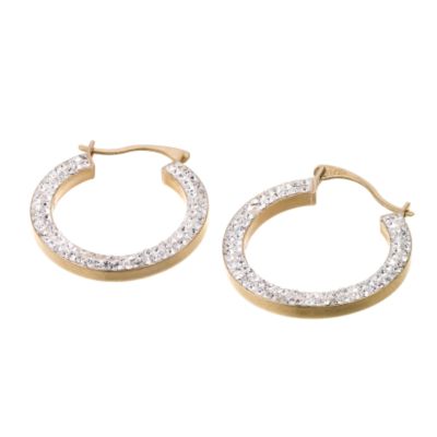 9ct gold Crystal 15mm Creole Earrings