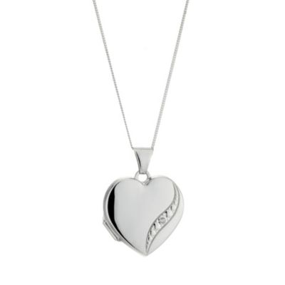9ct White Gold Diamond Set Locket 18mm
