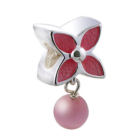 Unbranded Truth sterling silver and pink enamel flower charm