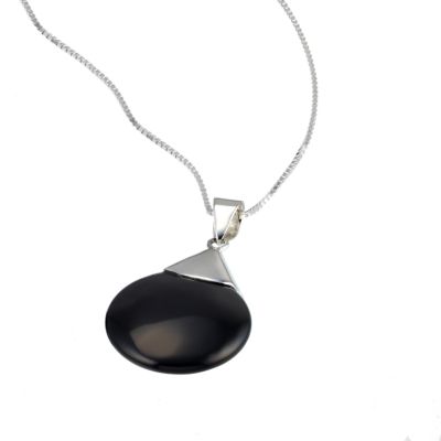 Sterling silver and agate round drop pendant