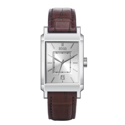 Hugo Boss mens brown leather strap watch