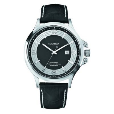 Nautica men's black leather strap watch - Product number 6478875