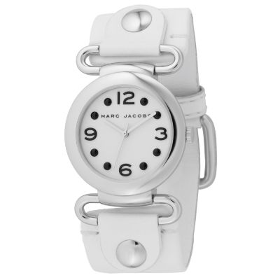 Jacobs ladies round white strap watch