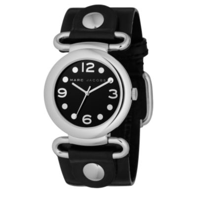 marc Jacobs ladies round black strap watch