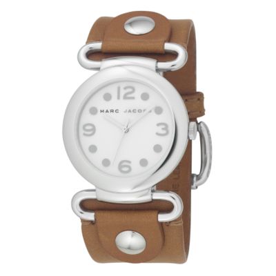 marc Jacobs ladies round tan strap watch