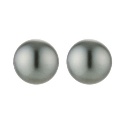 18ct white gold Tahitian cultured pearl 8mm stud earrings