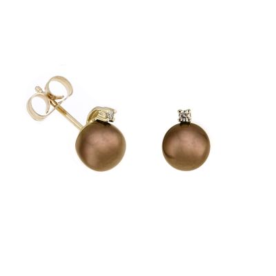 9ct gold cultured freshwater pearl and diamond earrings - Product number 6482023
