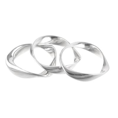 Silver Mobius trio rings - size M