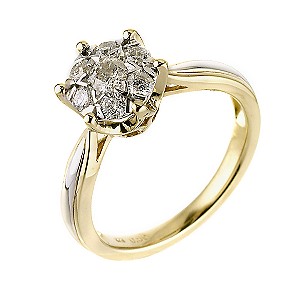 9ct Two Colour Gold Diamond Cluster Ring9ct Two Colour Gold Diamond Cluster Ring