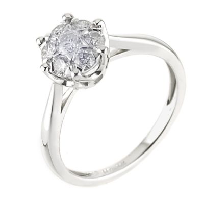 9ct White Gold Half Carat Diamond Cluster Ring - Product number 6483674
