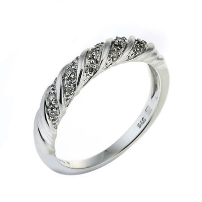 9ct White Gold Diamond Set Twist Pave Ring - Product number 6485103