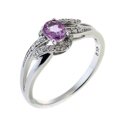 9ct White Gold Pink Sapphire and Diamond Pave Twist Ring - Product number 6485421