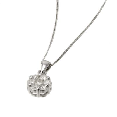 9ct White Gold Half Carat Diamond Cluster Pendant - Product number 6486789
