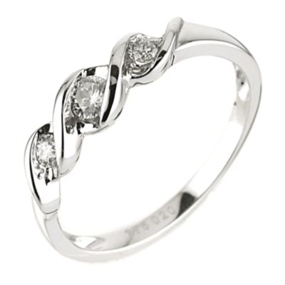 9ct White Gold Fifth Carat Diamond Three Stone Ring - Product number 6486827