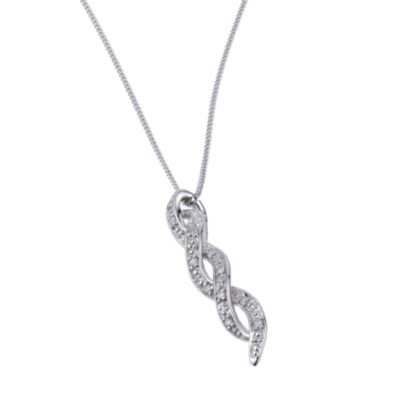 9ct White Gold Diamond Twist Pendant - Product number 6487696