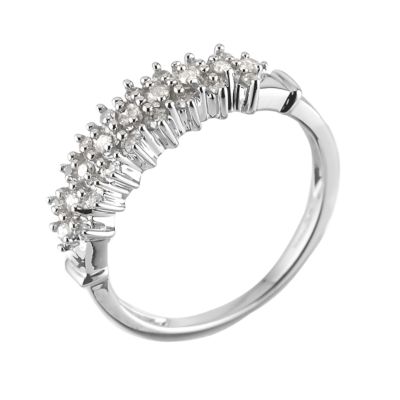 9ct White Gold Quarter Carat Diamond Three Row Ring - Product number 6487874