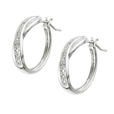 H Samuel 9ct White Gold Diamond Hoop Earrings