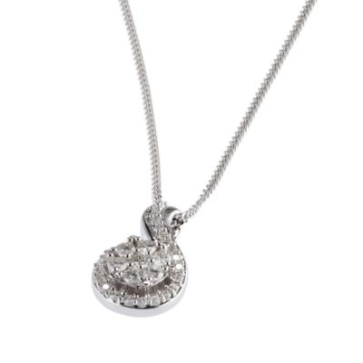 9ct White Gold Matt and Polished Half Carat Diamond Pave Swirl Pendant - Product number 6489370