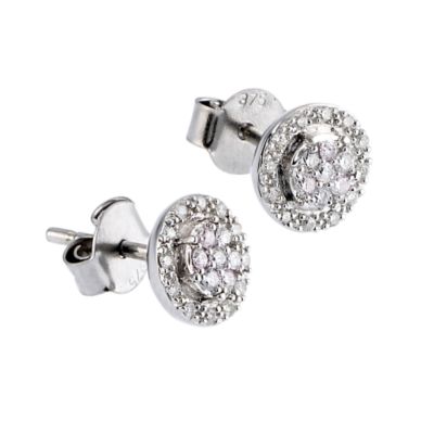 9ct White Gold Fifth Carat Diamond Pave Stud Earrings - Product number 6489400