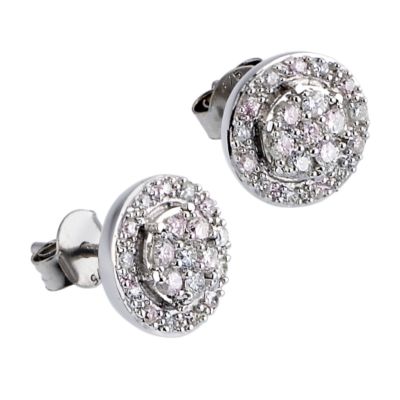 9ct White Gold Half Carat Diamond Pave Stud Earrings - Product number 6489427