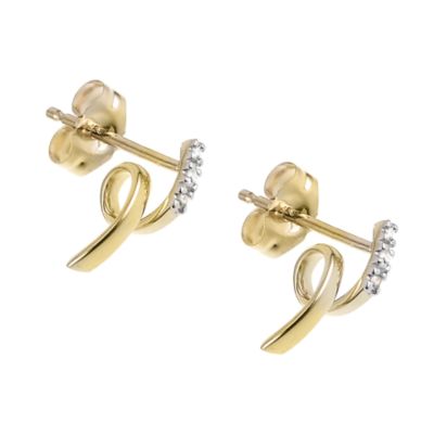 H Samuel 9ct Yellow Gold Diamond Twist Earrings