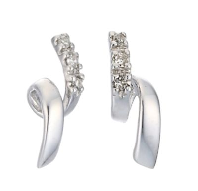 9ct White Gold Diamond Twist Earrings - Product number 6489583