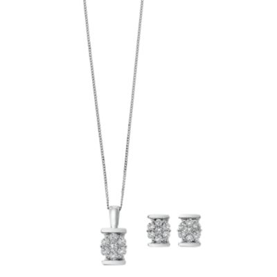 9ct white gold third carat diamond and earring set