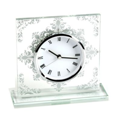 Square Glass Floral Mantle Clock