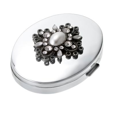 Pearl and Stone Set Mirror Compact and Brooch Set - Product number 6500390