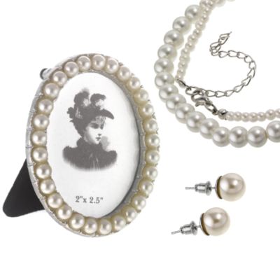 Pearl Photo Frame Necklace Earrings Gift Set - Product number 6500404