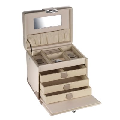 Dulwich Designs Leather Mink and Cream Jewellery Box