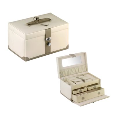 Large Mink and Cream Coloured Jewellery Box
