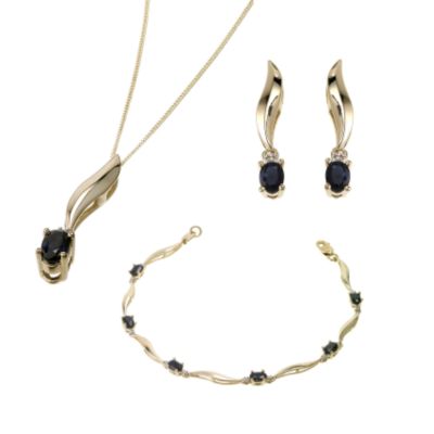 Diamond Sapphire Pendant, Bracelet and