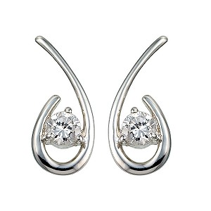 sterling Silver Cubic Zirconia Hook Stud Earrings