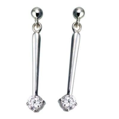 Sterling Silver Cubic Zirconia Post Drop Earrings - Product number 6506410